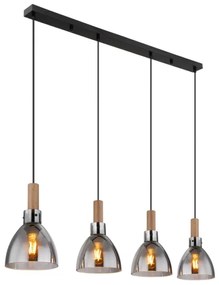 Globo 15550-4H - Lampadario a sospensione su cavo MATTEA 4xE27/6W/230V nero/fumé