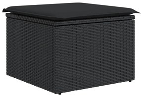 Set divani da giardino con cuscini 8 pz nero in polyrattan