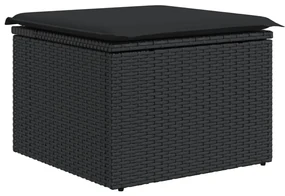Set divani da giardino con cuscini 8 pz nero in polyrattan