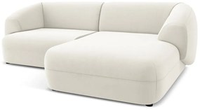 Divano angolare bianco (con penisola a destra) con rivestimento in velluto Moana – Makamii