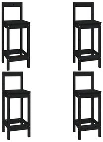 Set da bar 5 pz nero in legno massello di pino