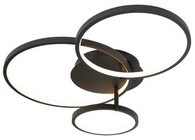 Plafoniera intelligente nera 3 luci con telecomando - Rondas