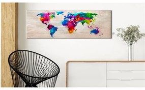 Quadro World Map  Finesse of Colours  Colore colorful, Dimensioni e Misure 135x45