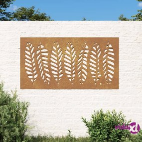 vidaXL Decorazione Muro da Giardino 105x55 cm Foglia Acciaio Corten