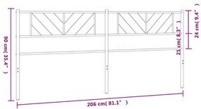 Testiera in Metallo Nero 200 cm