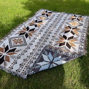 Coperta da picnic in stile BOHO con motivo azteco 130 x 180 cm