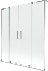 Mexen Velar L Duo paratia per vasca da bagno a 2 ante scorrevoli 160 x 150 cm, trasparente, cromo - 896-160-003-02-01
