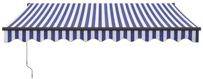 Tenda Sole Retrattile Blu e Bianca 3x2,5 m Tessuto e Alluminio