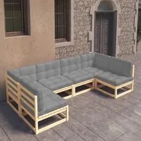 Set Divani da Giardino 6 pz con Cuscini Legno Massello Pino 3077174