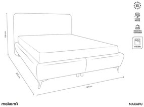 Letto matrimoniale imbottito beige con contenitore con rete inclusa 140x200 cm Makapu – Makamii