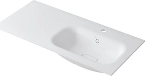 Lavabo a incasso rettangolare vasca a destra L 100.5 x H 15 x P 46 cm in resina bianco opaco