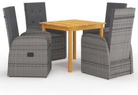 Set Mobili Da Pranzo Per Giardino 5 Pz Grigio /