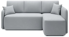 Divano angolare grigio chiaro allungabile/con contenitore (con penisola a destra/con chaise lounge) e rivestimento in velluto Hadson – ELTAP