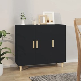 Credenza nera 90x34x80 cm in legno multistrato