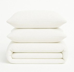 Set copripiumino e federa bianco in cotone renforcé per letto singolo 140x200 cm Waffle Striped – Mila Home Luxury