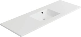 Lavabo a incasso rettangolare vasca centrale Neo L 136 x H 11.2 x P 48.5 cm in composito minerale di resina gelificata bianco lucido