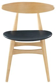 Set di 2 sedie in legno chiaro e PU nero design scandinavo giapponese WALFORD