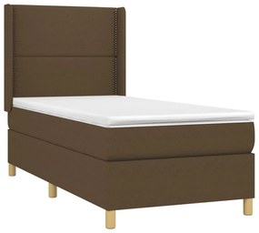 Letto a Molle Materasso e LED Marrone Scuro 80x200cm in Tessuto