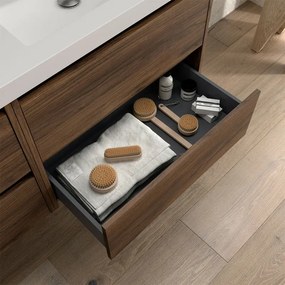 Mobile bagno sospeso 70 cm noce maya con lavabo ad incasso Gaya