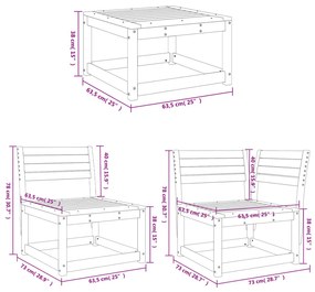 Set Divani da Giardino 5 pz in Legno Massello di Pino