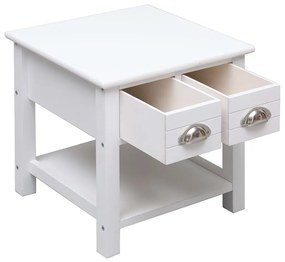 Tavolino laterale bianco 40x40x40 cm in legno di paulownia