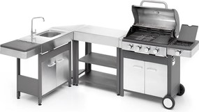 Barbecue a Gas GPL 4 Fuochi + 1 Fornello Laterale Ompagrill Indianapolis 5/B in Acciaio Inox...