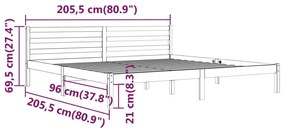 Giroletto in Legno Massello di Pino 200x200 cm Bianco