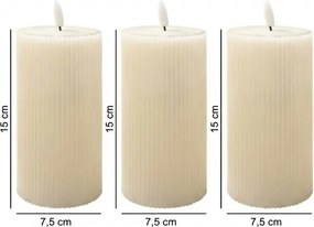 Set da 3 candele LED BRILLO LED/3xAAA 15 cm colore crema + telecomando