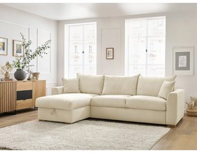 Divano angolare color crema allungabile (con composizione variabile) con rivestimento in velluto a coste Augustin – Bobochic Paris