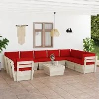 Set Divani da Giardino su Pallet 10 pz con Cuscini Legno Abete cod mxl 43889