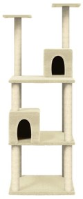 Albero per gatti con tiragraffi in sisal crema 141 cm