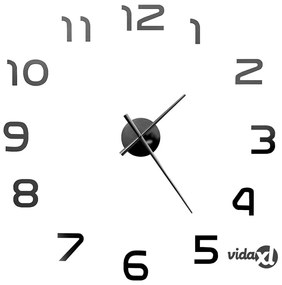vidaXL Orologio da Parete 3D in Stile Moderno 100cm XXL Nero