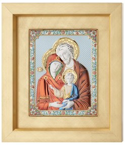 Quadro  "Sacra Famiglia" con smalti cm.19,2x24h (est. cm.39,2x43,7)
