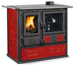 Cucina A Legna 8,8 kW In Maiolica Rossa La Nordica 5 Stelle Bordeaux