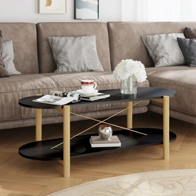 Tavolino Da Salotto Nero 110x48x40 Cm İn Legno Multistrato /