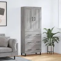 Credenza Grigio Sonoma 69,5x34x180 cm in Legno Multistrato 3199775