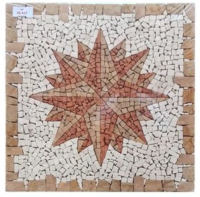 Rosone Per Pavimenti 66x66 In Mosaico Di Marmo Su Rete 66A17 Rosso