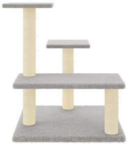 Albero per gatti con tiragraffi in sisal grigio chiaro 61 cm