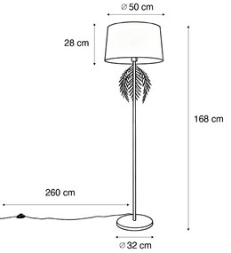 Lampada da terra oro 145 cm con paralume in cotone nero 50 cm - Botanica