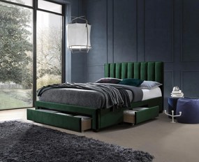Letto GRACE 140 con cassetti in velluto verde scuro – 140x200 cm