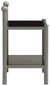 Comodino grigio e nero 45x34,5x60,5 cm in metallo e vetro