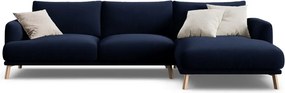 Divano angolare blu scuro (con penisola a destra/con chaise lounge) con rivestimento in velluto Naomi – Micadoni