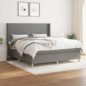 Giroletto A Molle Con Materasso Grigio Scuro 160x200 Cm Tessuto /