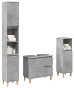 Set Mobili Da Bagno 3 Pz Grigio Cemento İn Legno Multistrato /