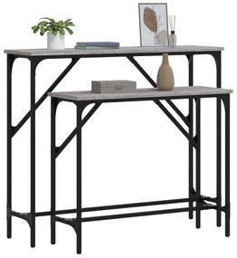 Tavolini consolle 2 pz grigio sonoma in legno multistrato