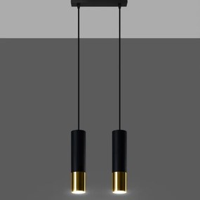 Sollux SL.0953 - Lampadario a sospensione con filo LOOPEZ 2xGU10/10W/230V nero/oro