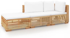 Set divani da giardino 3 pz con cuscini legno massello di teak