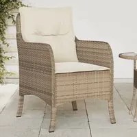 Sedie da Giardino con Cuscini 2 pz Beige in Polyrattan 365148