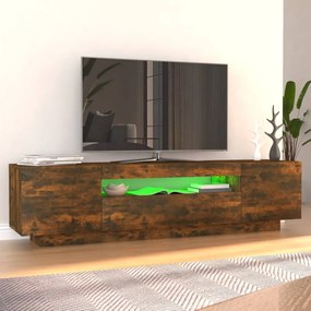 Mobile Porta TV con Luci LED Rovere Fumo 160x35x40 cm