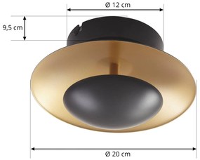 Lampada a sospensione Lindby LED Tiama, metallo, nero/oro, Ø 20 cm
